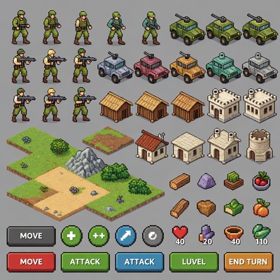 Pixel Art Military Game Assets