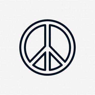 Black Outline Peace Symbol