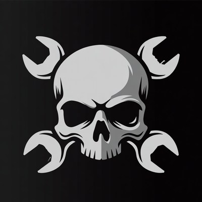 Skull with Crossed Wrenches