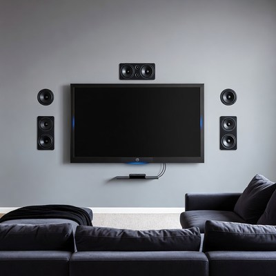 Home Theater with Wall-Mounted TV