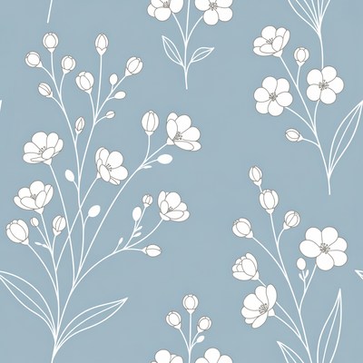 White Floral Line Art Pattern