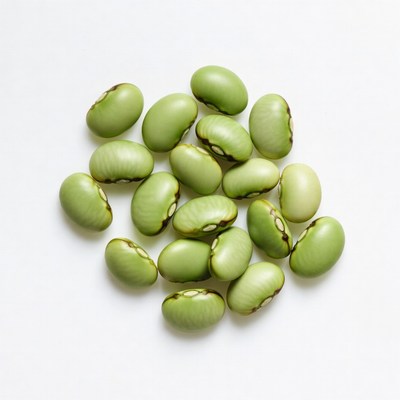 Fresh green beans on white background