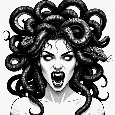 Medusa with snakes for hair