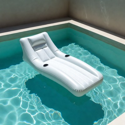White inflatable lounge float in pool