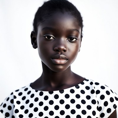 African girl in polka dot dress