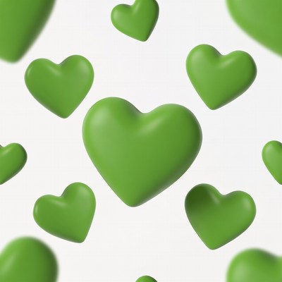Floating Green Hearts Pattern