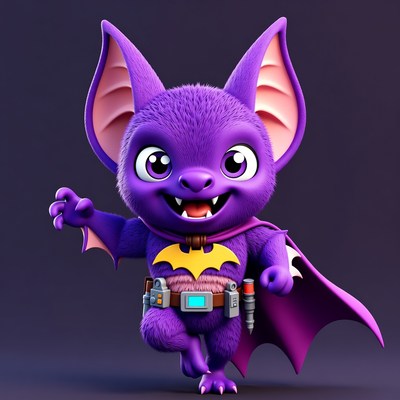Cute purple Batman bat character