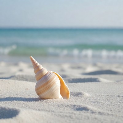 Seashell on sandy beach