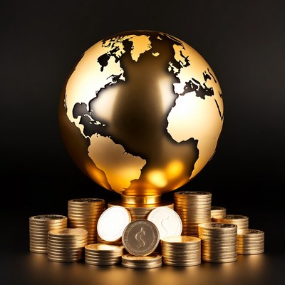 Golden Globe on Coin Stack