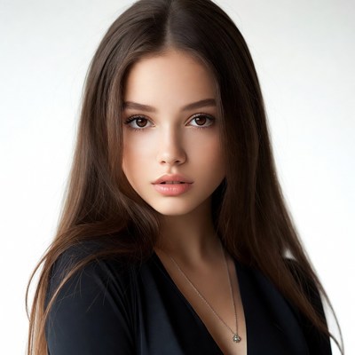 Beautiful young woman with long brown hair