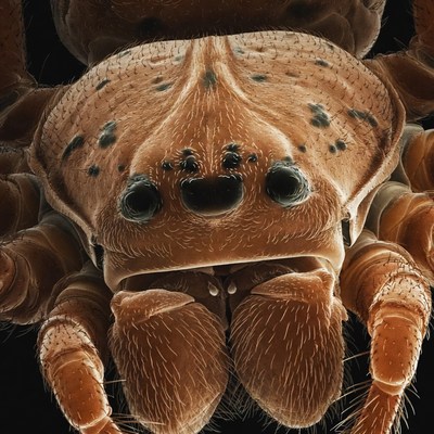 Close-up of wolf spider face