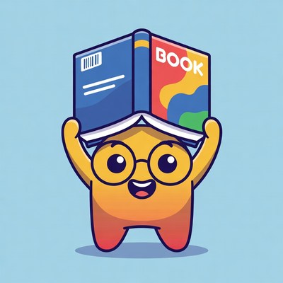 Cartoon Character Reading Book
