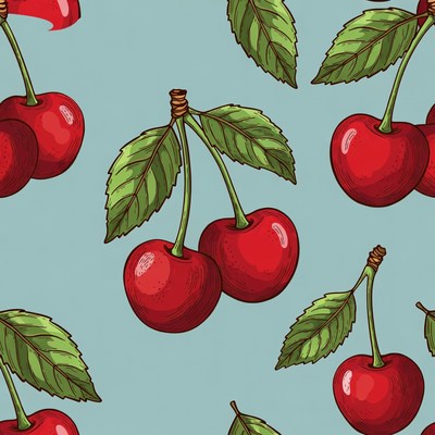Red Cherries Seamless Pattern