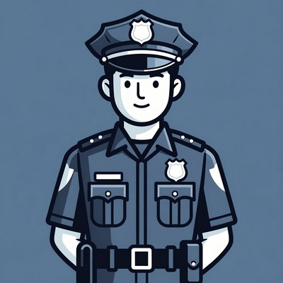Cartoon police officer standing