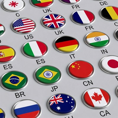 3D World Flags on Buttons