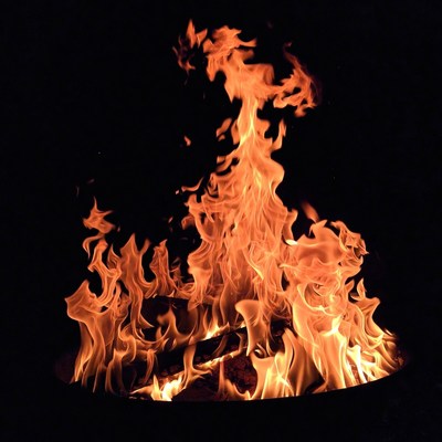 Fiery Flames in Fire Pit