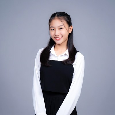 Asian girl smiling in school uniform