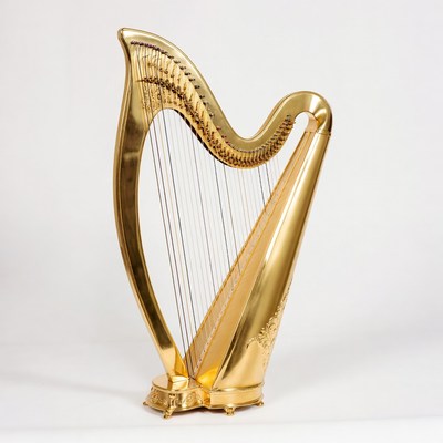 Golden Harp on White Background
