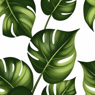 Monstera Leaves Seamless Pattern