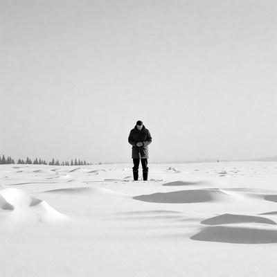 Man standing in snowy landscape