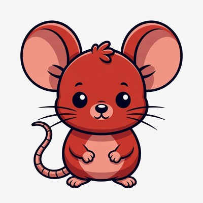 Cute red cartoon mouse