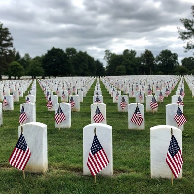 American Flags on Cemetery Graves