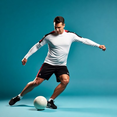 Man kicking soccer ball