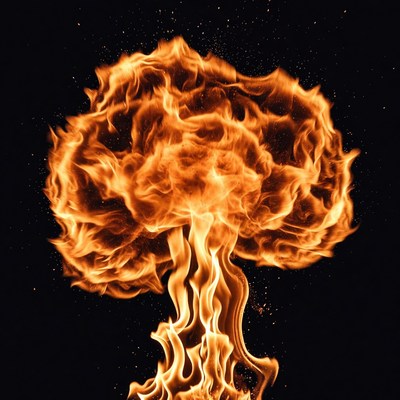 Fiery Mushroom Cloud Explosion