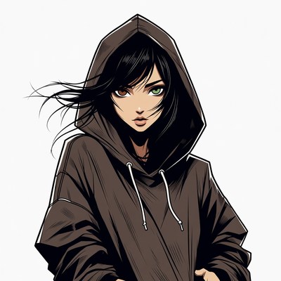 Anime girl in hooded jacket