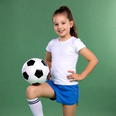 Girl holding soccer ball