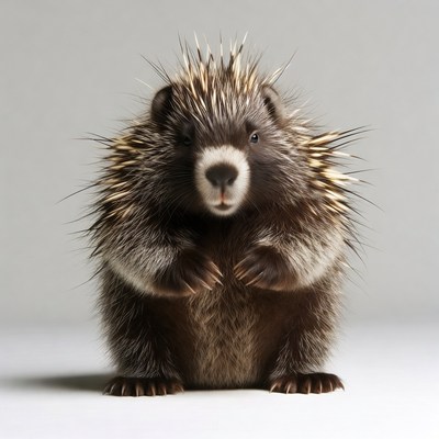 Cute hedgehog on gray background