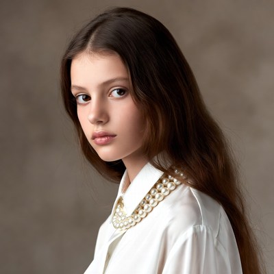 Teen girl with pearl necklace