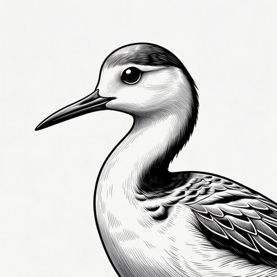 Black and white Sanderling bird illustration