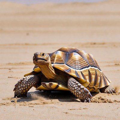 Radiated Tortoise on Desert Sand