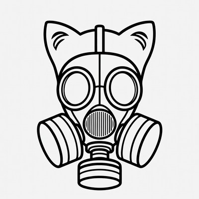 Cat Ear Gas Mask Illustration