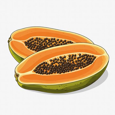 Two Sliced Papaya Fruits