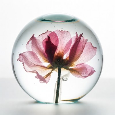 Pink Flower in Glass Orb