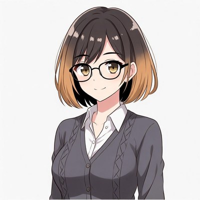 Anime girl with glasses and bob haircut