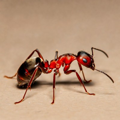 Red ant on white background