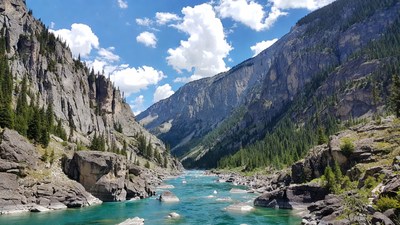 Turquoise River in Steep Mountain Canyon