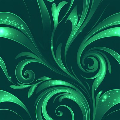 Green Swirling Floral Pattern