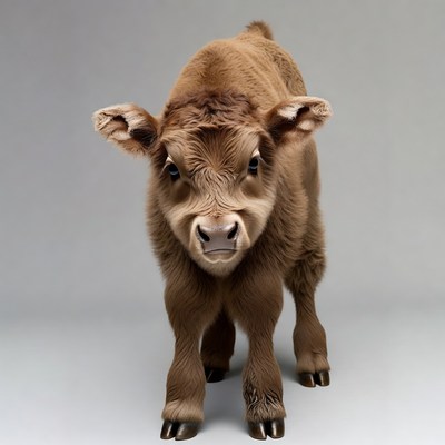 Cute brown calf facing forward