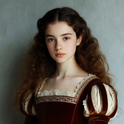 Girl in Renaissance velvet dress