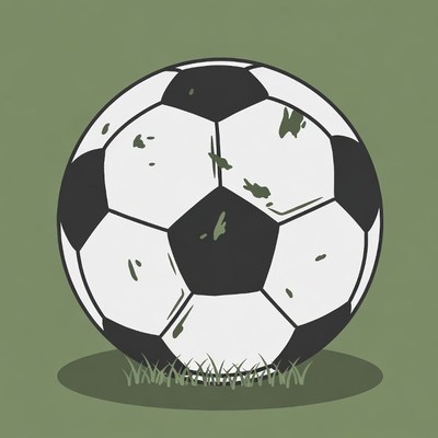 Dirty soccer ball on grass