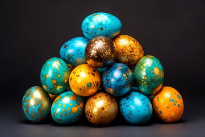 Colorful Painted Easter Eggs Pyramid