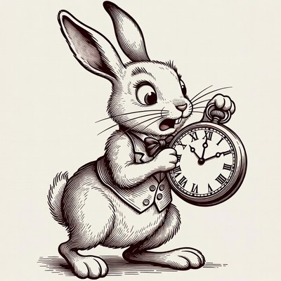 White Rabbit holding pocket watch