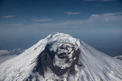 Snow-Capped Volcanic Mountain Peak
