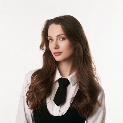 Woman in black tie and vest