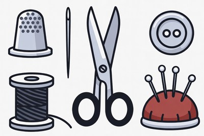 Sewing Tools Clipart Set