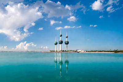 Kuwait Towers reflecting in water